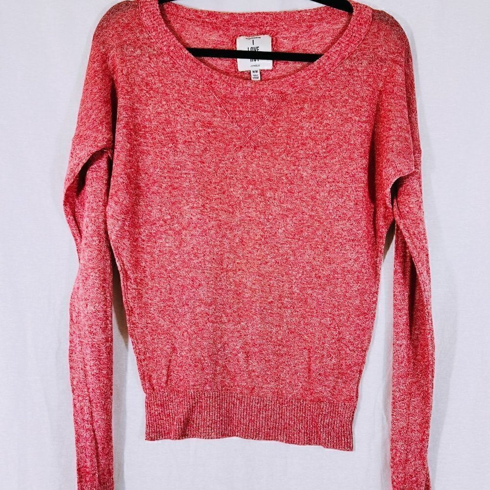Cotton/Linen Blend Lightweight Red & White Pullover Fitted Sweater Size M